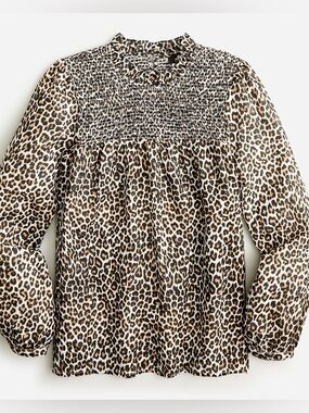 J. Crew Leopard Mock Neck Ruched Blouse size small retails $119